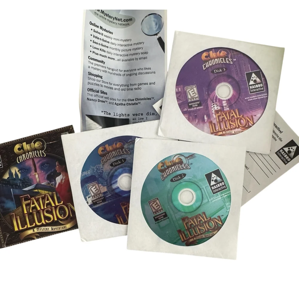 Clue Chronicles Fatal Illusion PC Game from 90's, original box and Disks